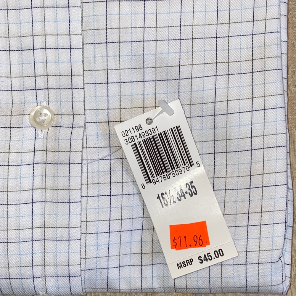 Geoffrey Beene Blue and White Checkered Dress Shirt - Picture 2 of 3